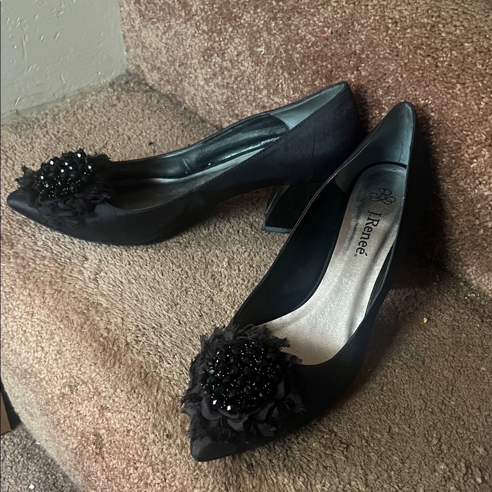 J.Renee Black Heels with Embellished Toe